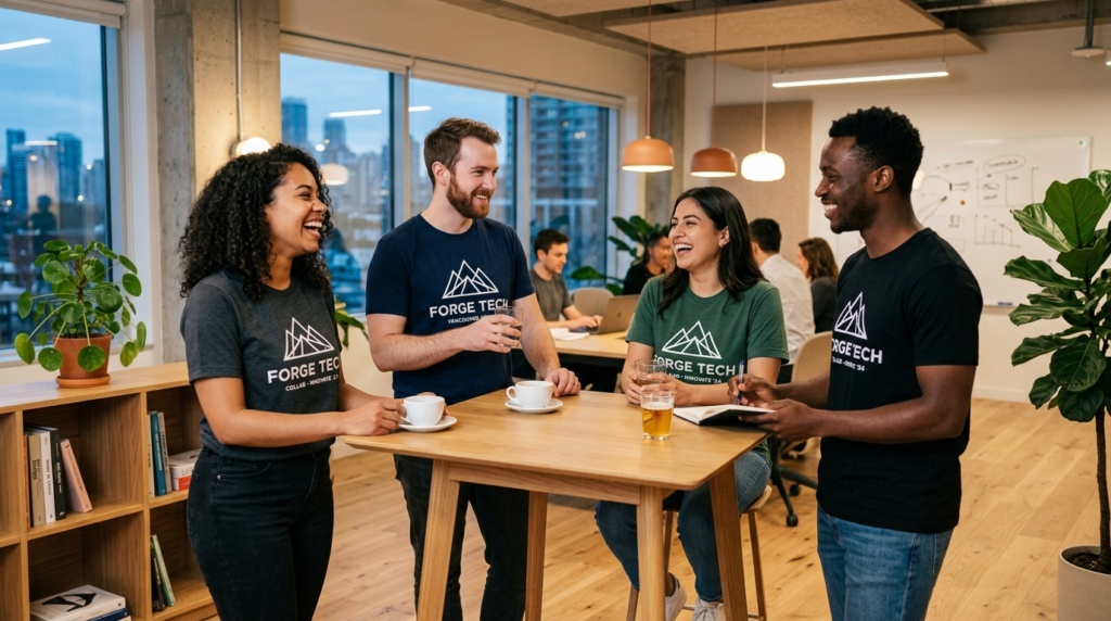 Lifestyle scene of young professionals in modern office or e