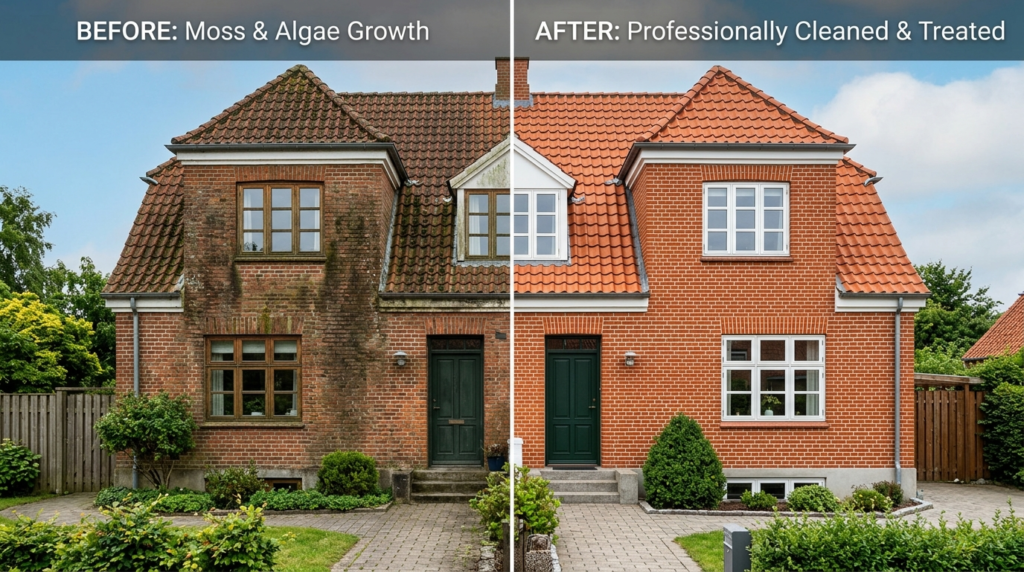 Before and after split-screen professional photograph of a D