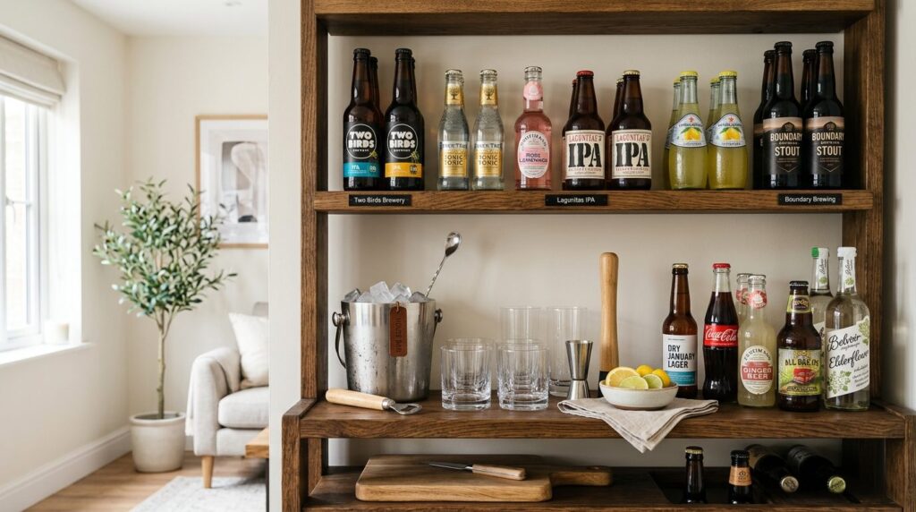 Close-up product photography of a well-organized home bevera