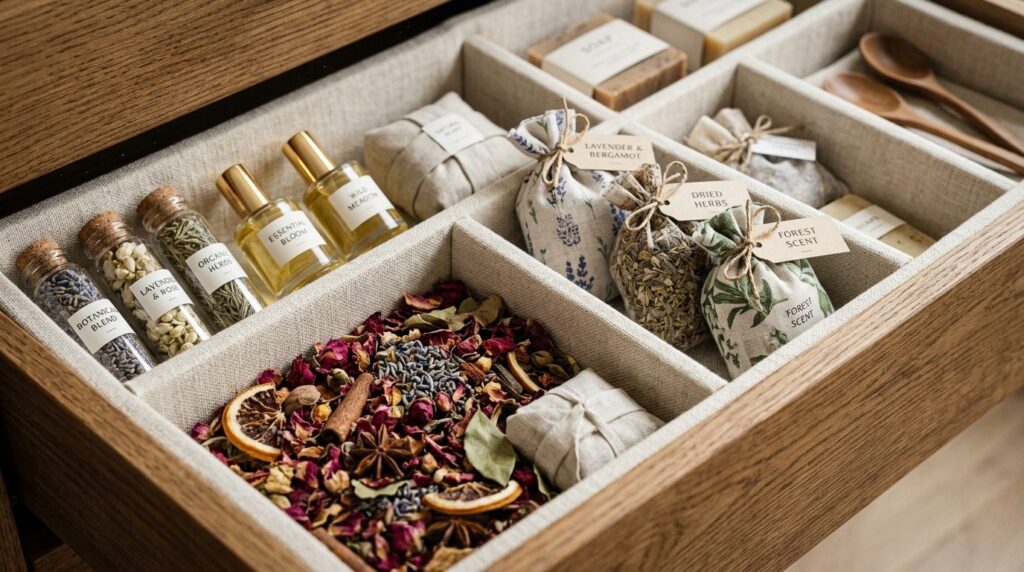 Detailed close-up photograph of luxurious natural fragrance